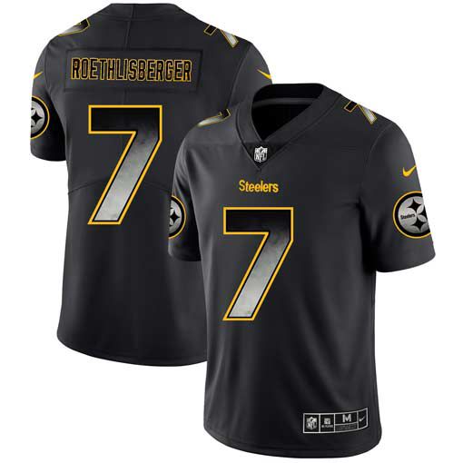 Men Pittsburgh Steelers 7 Roethlisbercer Nike Teams Black Smoke Fashion Limited NFL Jerseys